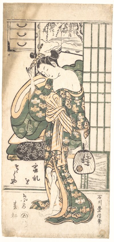 Summer Willow in the Breeze by Ishikawa Toyonobu