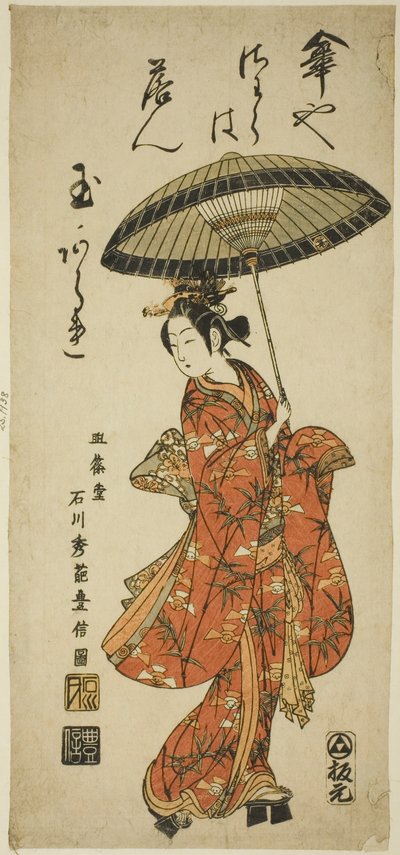 The Actor Segawa Kikunojo II Holding an Umbrella by Ishikawa Toyonobu