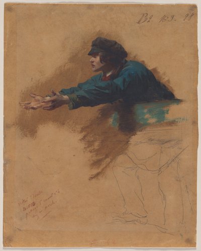 Young Man Leaning Forward with Outstretched Arms (Study for Soldiers Distributing Bread to the Poor) by Isidore Pils