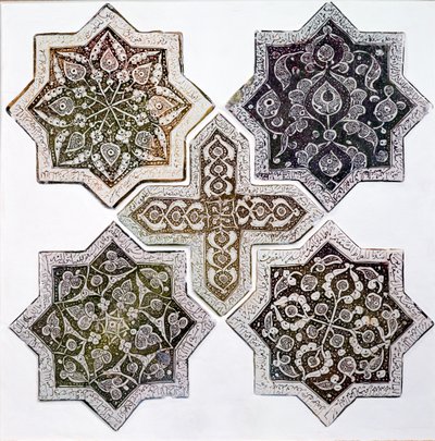 Five tiles, Kashan, Iran by Islamic School