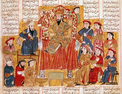 Islamic Art: A Sultan and His Court. Persian miniature from a manuscript of the epic poem Shahnameh (Book of Kings) by Ferdowsi (ca. 940-around 1020) Around 1330 by Islamic School