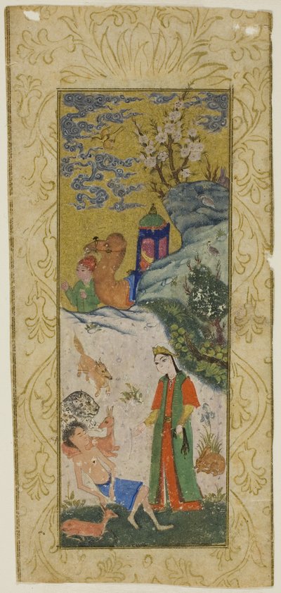 Layla Visiting Majnun in the Desert by Islamic School