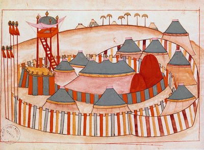 Military Camp of the Turks. Gouache on paper of the Islamic School (Ms 1671) 16th century Venice Museum Correr by Islamic School