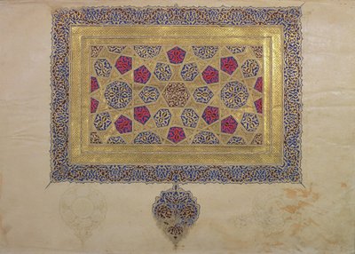 Page from a Koran manuscript, illuminated by Mohammad ebn Aibak, Il-Khanid Period, early 14th century by Islamic School