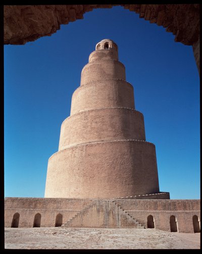 View of Great Mosque and its Minaret, the Malwiya Tower, 847-852 by Islamic School