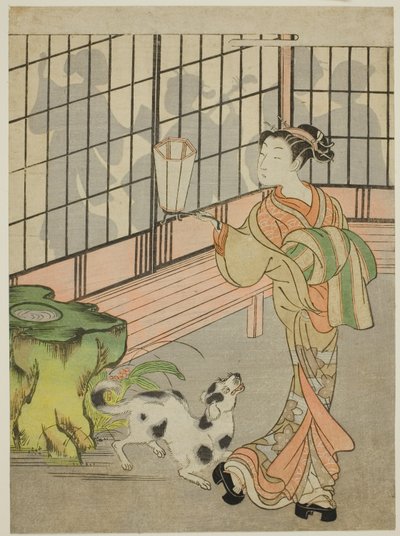Courtesan Looking Back at Shadows on the Shoji by Isoda Koryusai