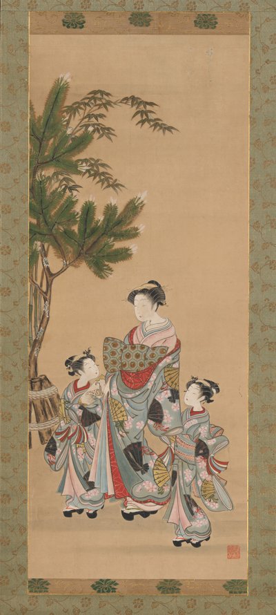 Courtesan and Two Attendants on New Year