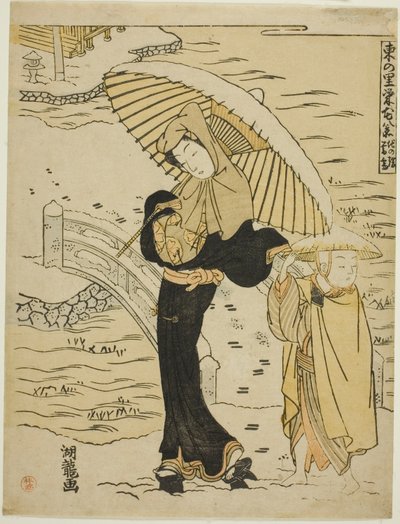 Evening Snow at Ikenohata, from the series "Eight Views of Prosperity in the Eastern Village" by Isoda Koryusai