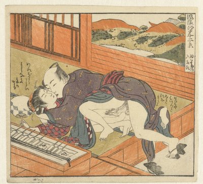 Young Woman Overpowered by Man by Isoda Koryusai