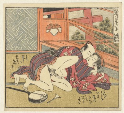 Lovers by shamisen by Isoda Koryusai
