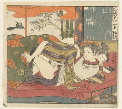 Lovers in Bed (Twelve Views of Refined Edo) by Isoda Koryusai