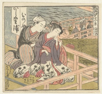 Lovers on Veranda (Twelve Views of Refined Edo) by Isoda Koryusai