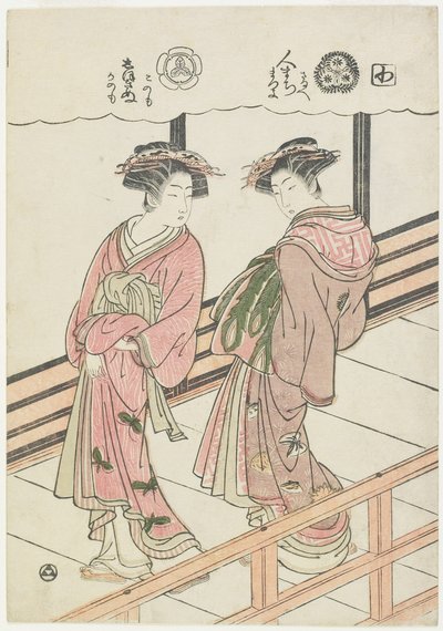 Two Courtesans on a Veranda, 1777 by Isoda Koryusai