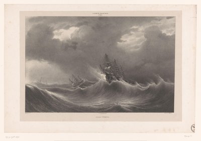 Ships on Rough Sea by Isodore Laurent Deroy