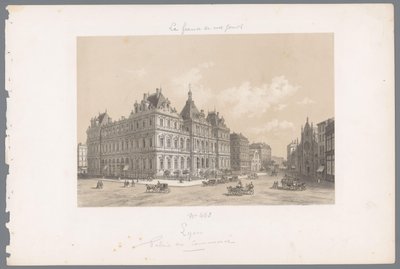 View of the Palais de la Bourse in Lyon Lyon. Palais du Commerce Contemporary France (series title) by Isodore Laurent Deroy