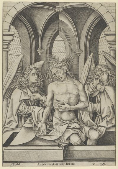 Christ as the Man of Sorrows Between Two Angels, ca. 1500 by Israhel van Meckenem