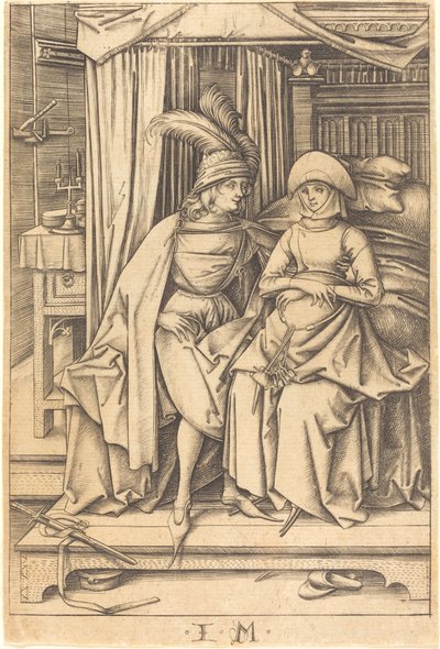 Couple Seated on a Bed, c. 1495-1503 by Israhel van Meckenem