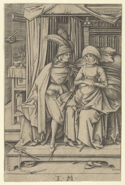 Couple Seated on a Bed, from Scenes of Daily Life by Israhel van Meckenem