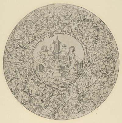 Garden of Love, Within Large Ornamented Circular Frame by Israhel van Meckenem