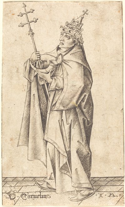 Saint Cornelius, c. 1470 by Israhel van Meckenem