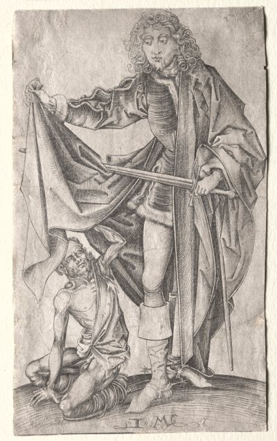 St. Martin Dividing His Cloak for a Beggar by Israhel van Meckenem