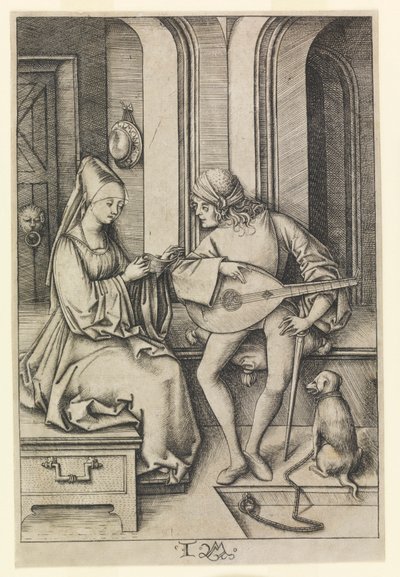 The Lute Player and the Singer (2nd State) by Israhel van Meckenem