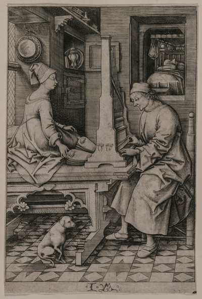 The Organ Player and His Wife (1495-1503) by Israhel van Meckenem