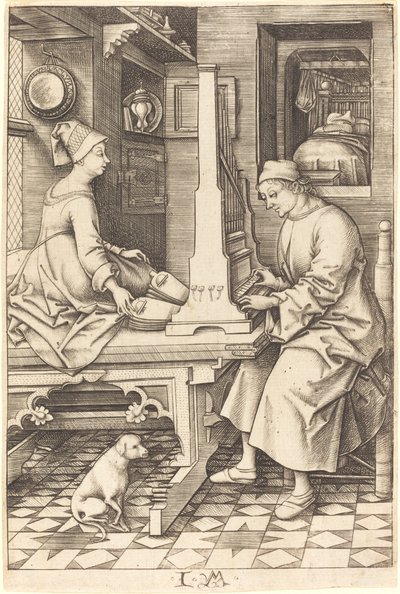 The Organ Player and His Wife, c. 1495-1503 by Israhel van Meckenem