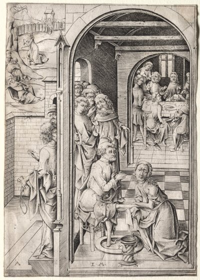 The Passion: Christ Washing the Feet of His Disciples by Israhel van Meckenem
