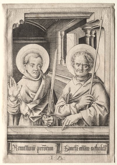 The Twelve Apostles: Saint Simon (?) and Saint Matthew by Israhel van Meckenem