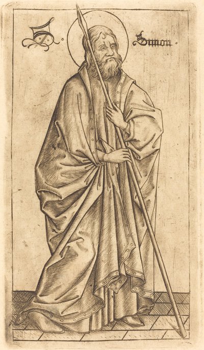 Saint Thomas (?) or Saint Simon (?) by Israhel van Meckenem after Master E.S.