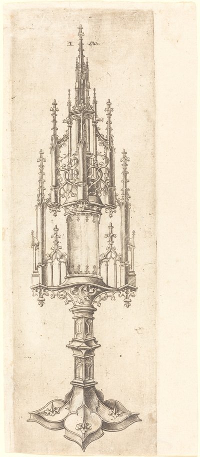 A Gothic Monstrance by Israhel van Meckenem after Master W with the Key