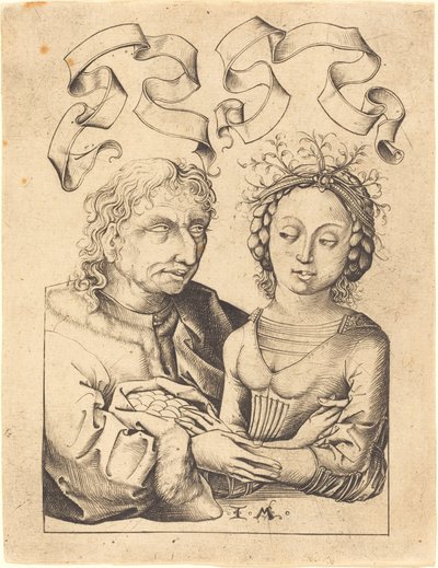 The Foolish Old Man and the Young Girl by Israhel van Meckenem after Master of the Housebook