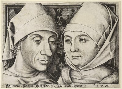 Self-Portrait with Wife Ida, c. 1490 by Israhel van Meckenem the younger