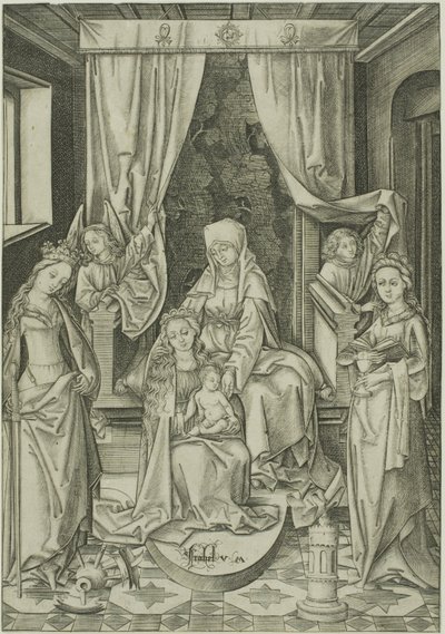 The Madonna with St. Anne, St. Catherine and St. Barbara by Israhel van Meckenem the younger