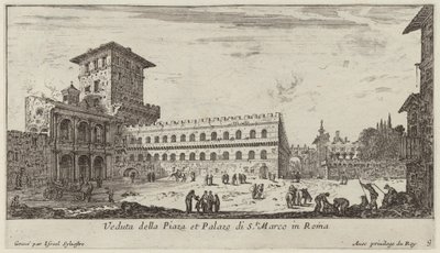 View of the Piazza and Palace of St. Mark in Rome by Israël Silvestre