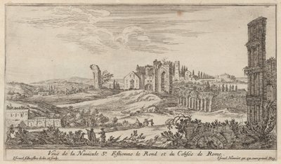 View of the Navicule St. Stephen the Round and the Colosseum of Rome by Israël Silvestre