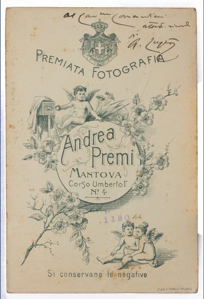 Back of the postcard portraying Albano Lugli by Italian Photographer