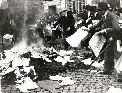 Fascist Team Burning Socialist Newspapers 
