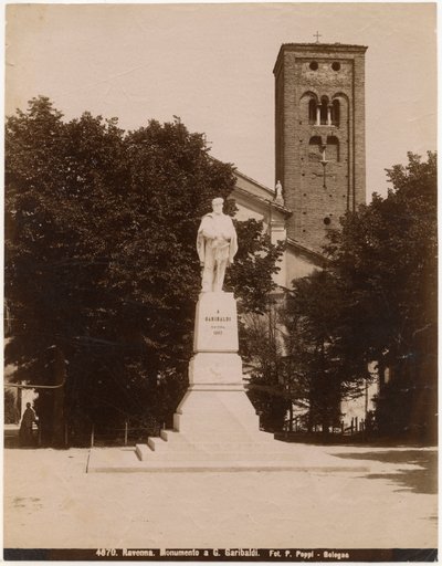 Monument to Giuseppe Garibaldi in Piazza San Francesco, with Church of St Francis in Background, Ravenna, Emilia-Romagna, Italy by Italian Photographer