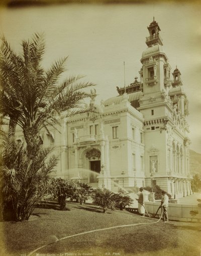 The Theater Annexed to the Casino in Montecarlo. In the Foreground, a View of the Garden Adorned with Palm Trees by Italian Photographer