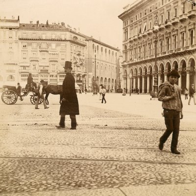 View of the Piazza del Duomo, Milan, 1873 by Italian Photographer