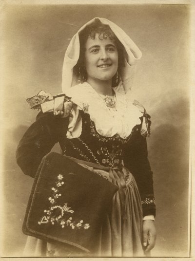 Young woman wearing traditional dress and headpiece, Abruzzo, Italy by Italian Photographer
