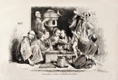 A Small Party Drinking Sake, from the Italian edition of Tour du Monde, 1869 by Italian School