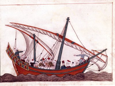 A Turkish boat. Miniature from Turkish Memorials (codex Cicogna 1971 Memorie Turchesche) Watercolour from the 17th century Venetian school. by Italian School