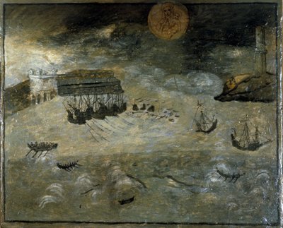 A storm in a port. Ex voto of the 17th century from the Church of the Madonna dell