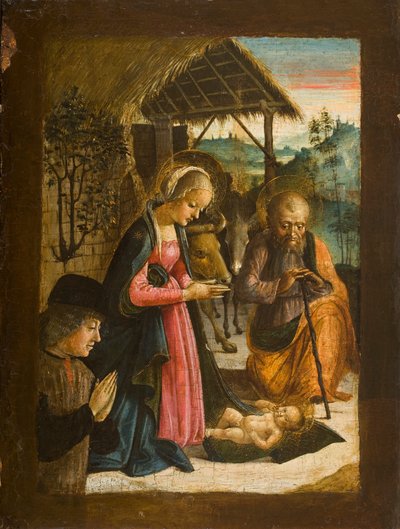 Adoration of the Child with portrait of donor, c.1500 by Italian School