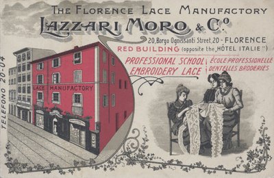 Advertisement for Lazzari Moro & Co lace, Florence, Italy by Italian School