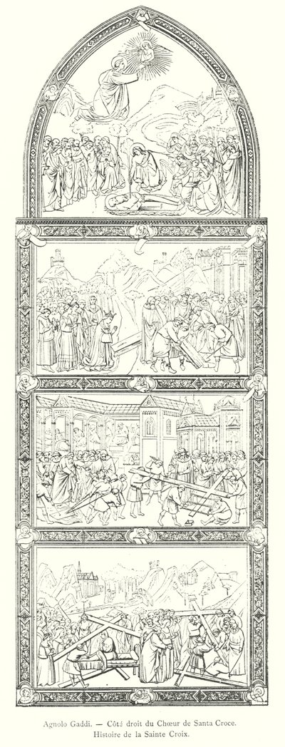 Agnolo Gaddi, Right Side of the Choir of Santa Croce, History of the Holy Cross (engraving) by Italian School