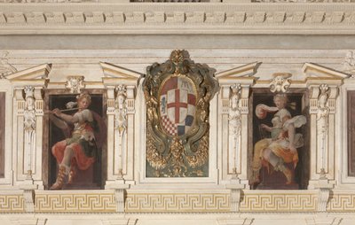 Allegorical Figures and coat of arms of Marino family by Italian School